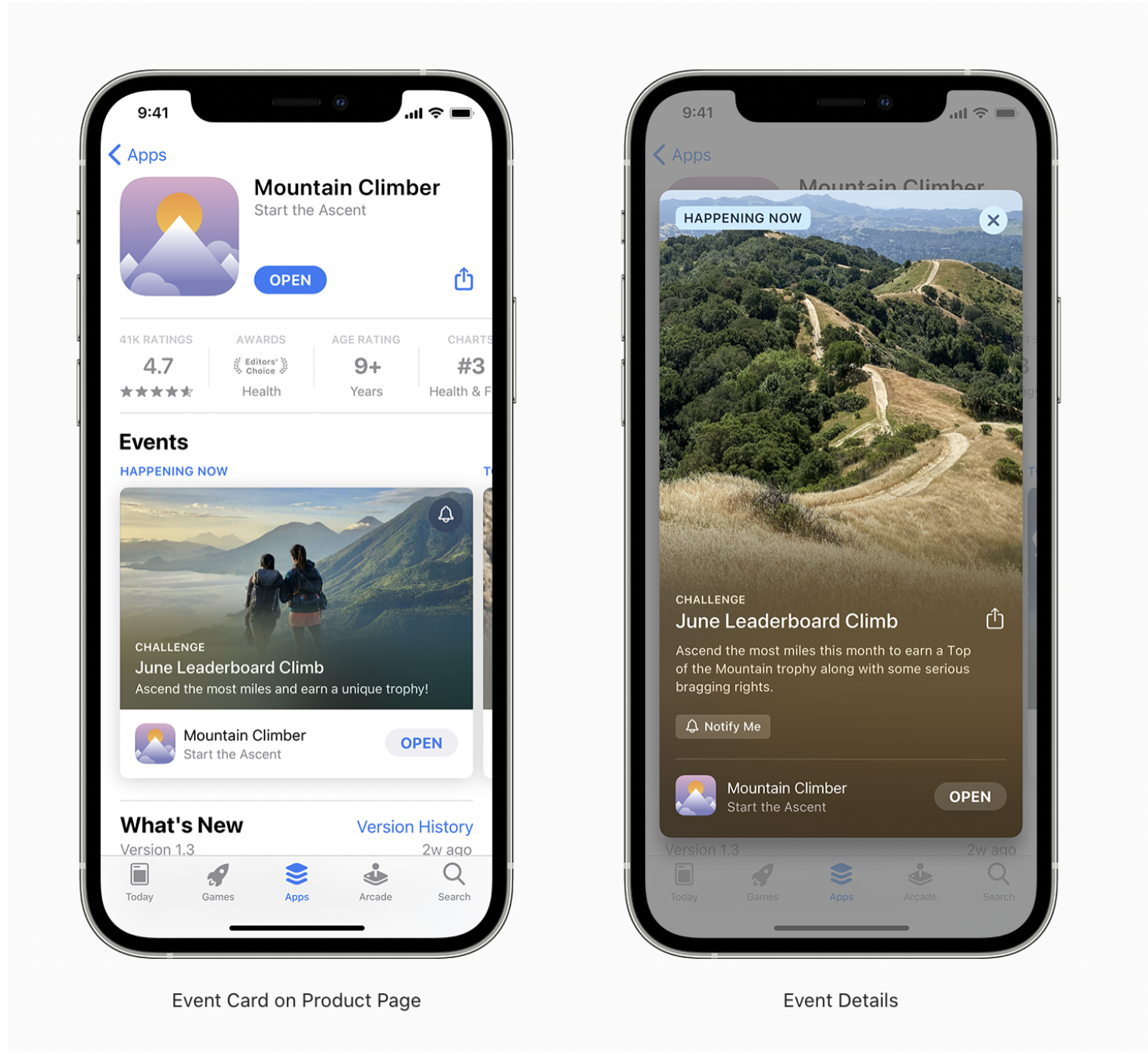 An example of promotional content in the Apple Store and Google Play